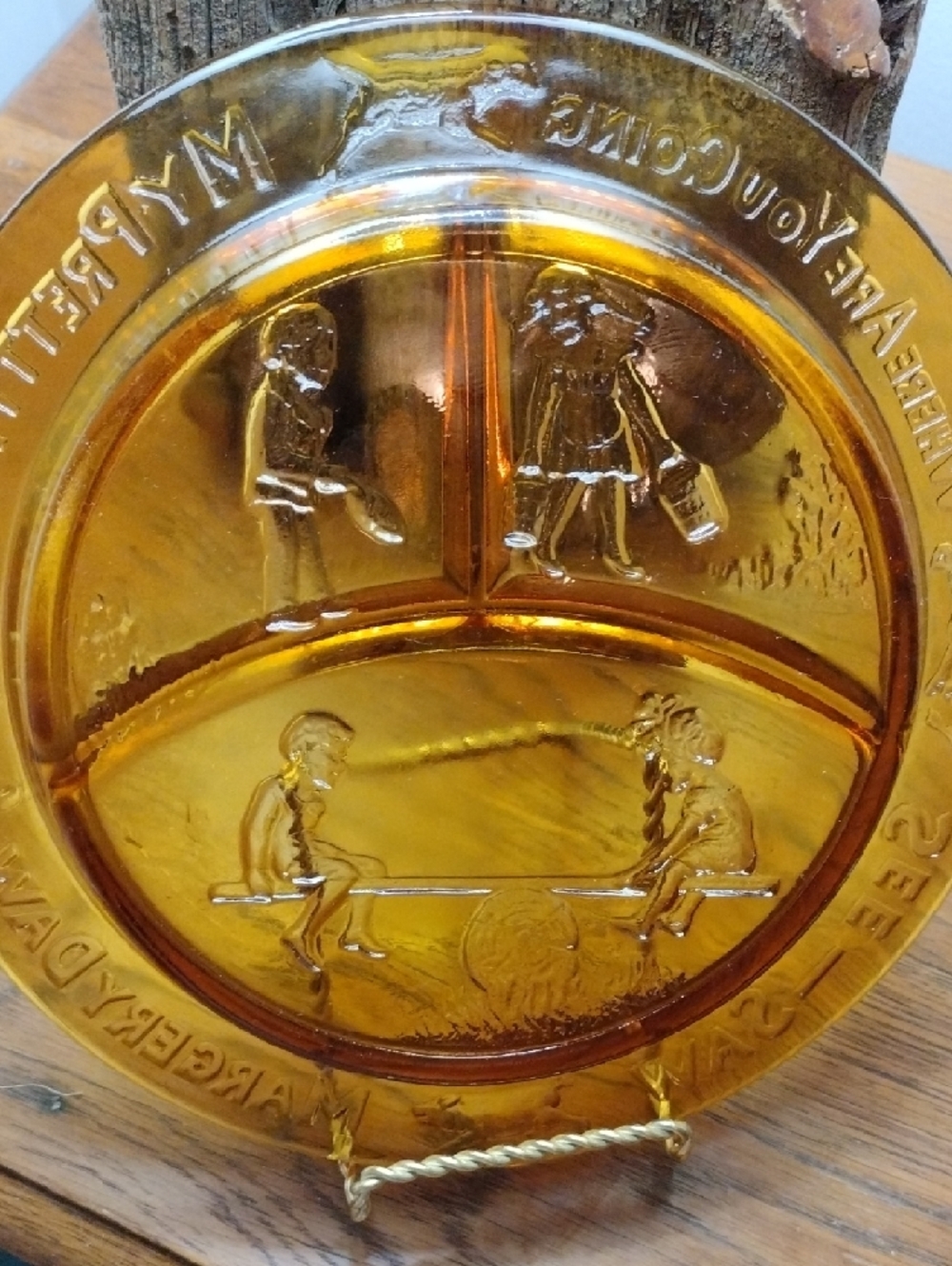 Amber Glass Decorative Plate - Home Art Accent - Picture 6 of 7